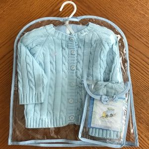Elegant Baby Cable Knit Cardigan with Hat